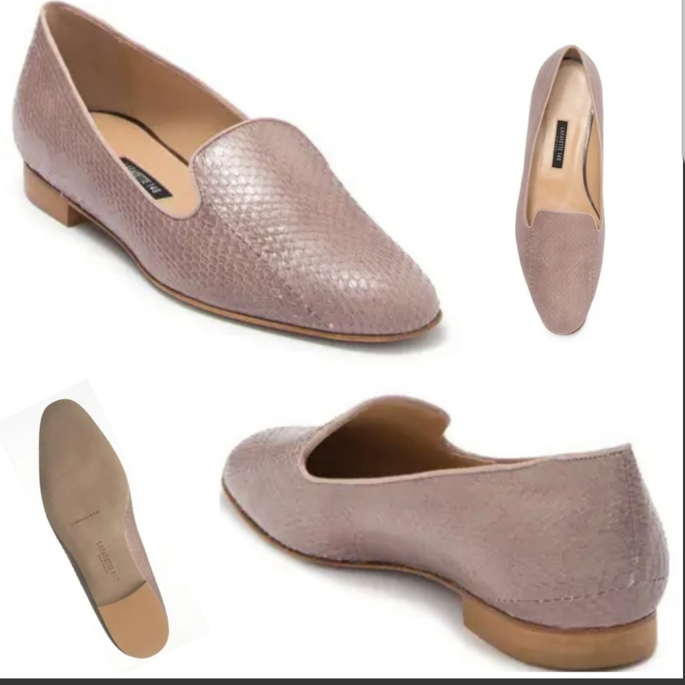 LAFAYETTE 148 NY Siena Snakeskin Leather Loafers Flats